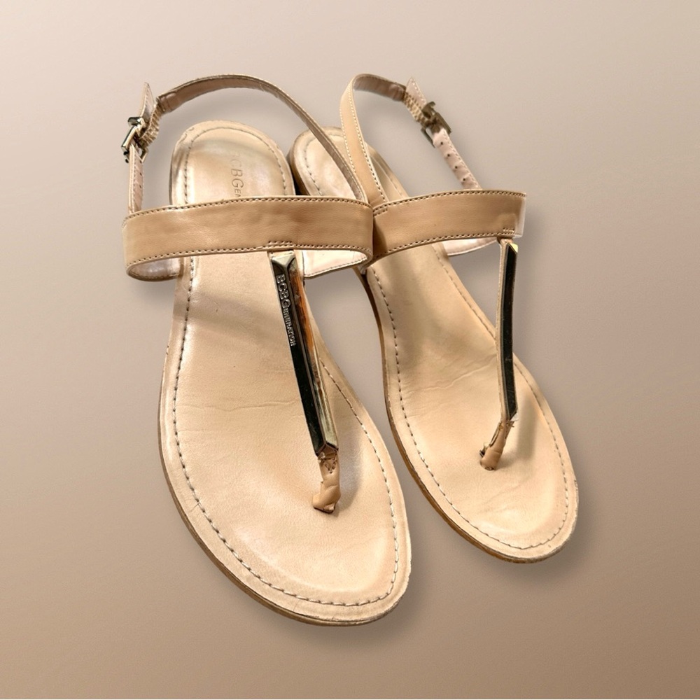 BCBGeneration Beige & Silver Sandals Size 7.5 - Picture 3 of 8